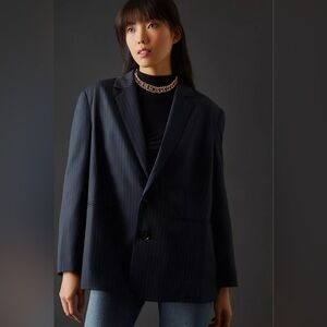 Anthropologie x Mare Mare Oversized Navy Pin Striped Blazer  S
